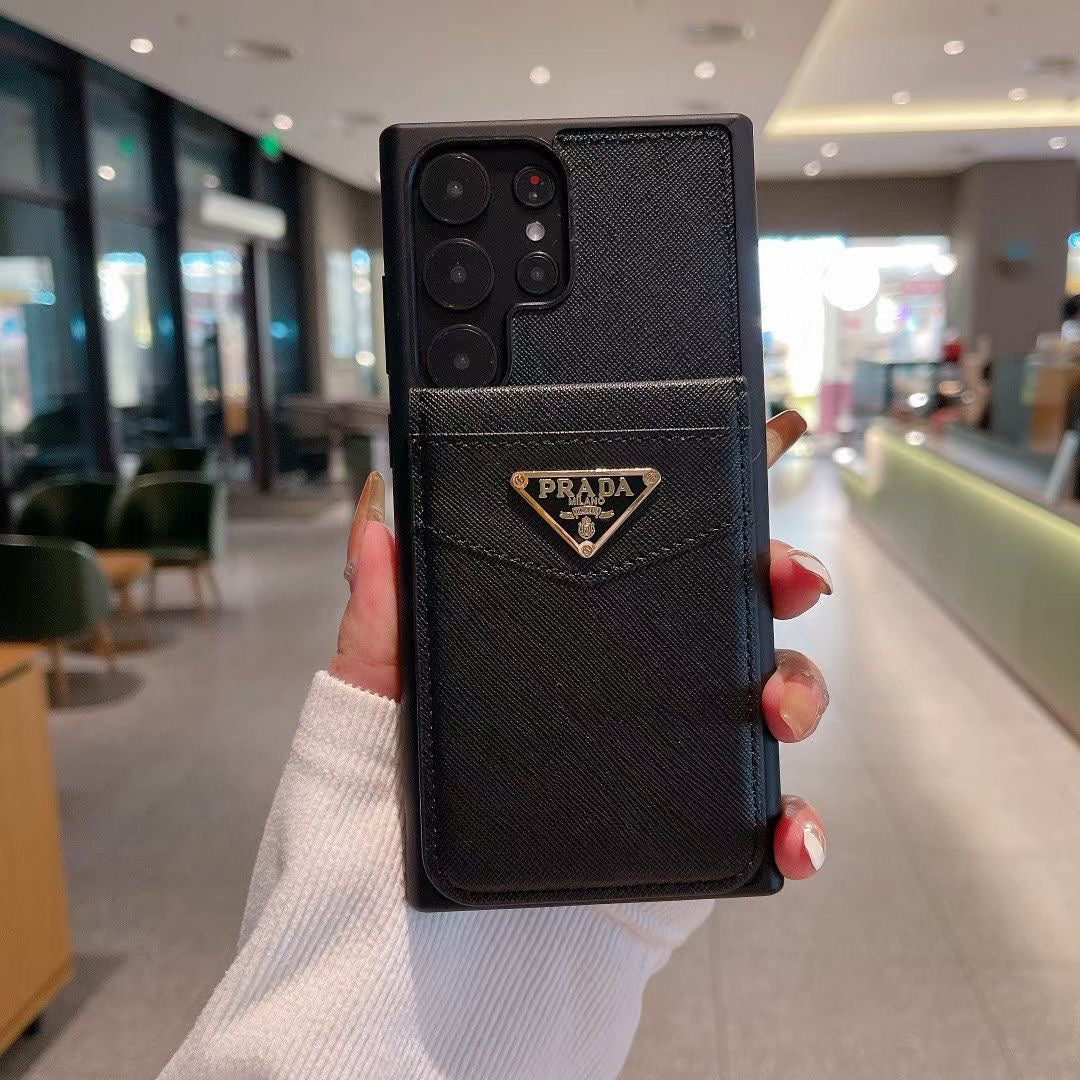 Triangle Logo Leather Flip Card Case Samsung Case