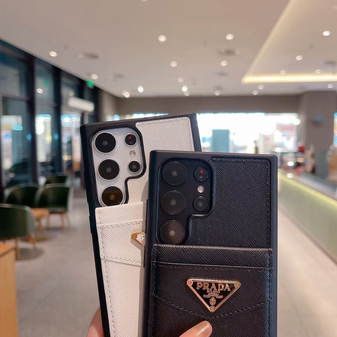 Triangle Logo Leather Flip Card Case Samsung Case