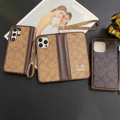 Gold Logo Leather Wallet Samsung Case