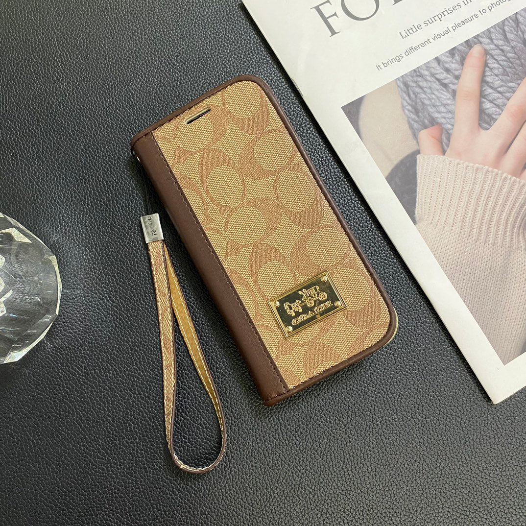Leather Gold Logo Wallet Samsung Case