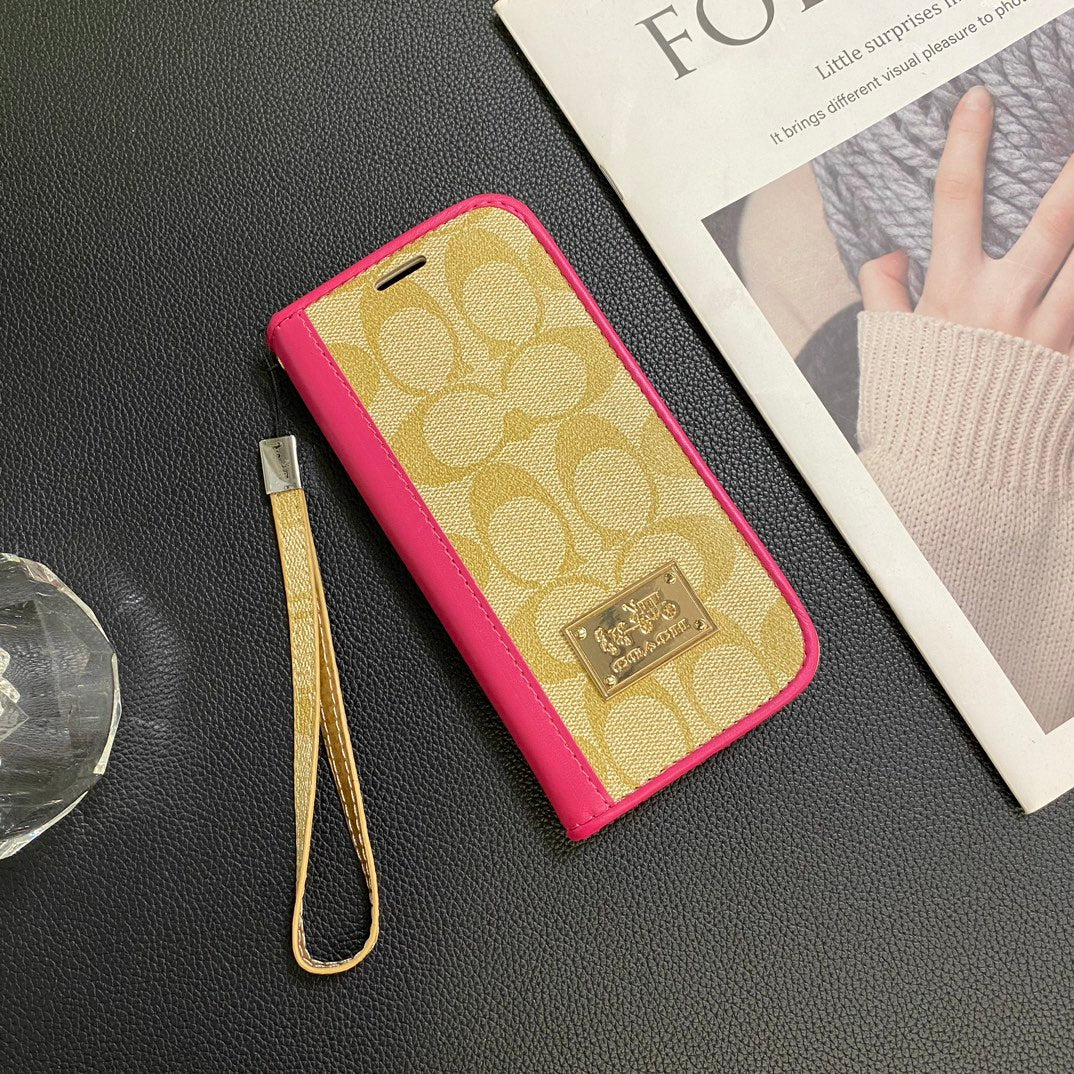 Leather Gold Logo Wallet Samsung Case