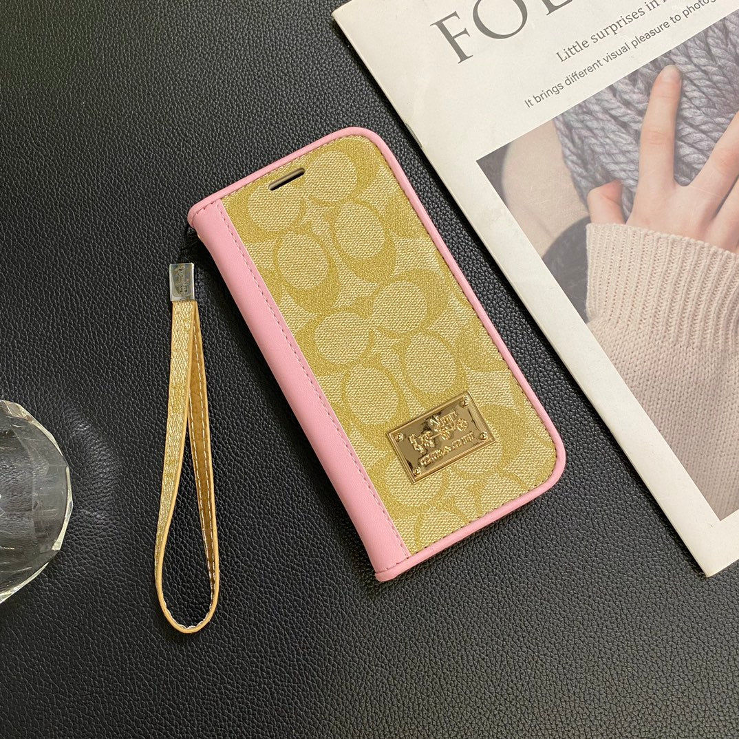 Leather Gold Logo Wallet Samsung Case