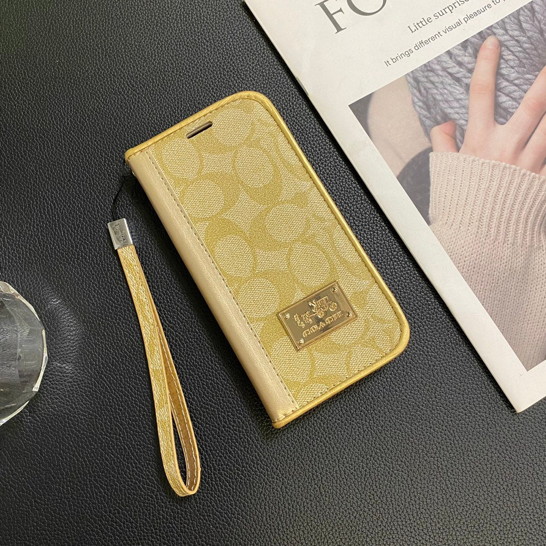 Leather Gold Logo Wallet Samsung Case