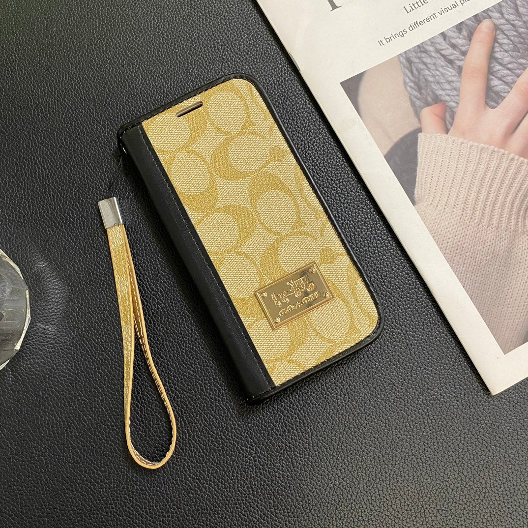Leather Gold Logo Wallet Samsung Case