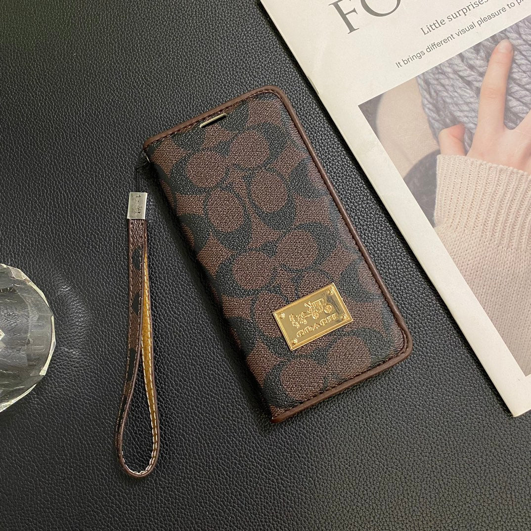 Leather Gold Logo Wallet Samsung Case