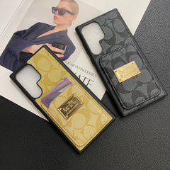 Retro Embossed Square Gold Logo Samsung Case
