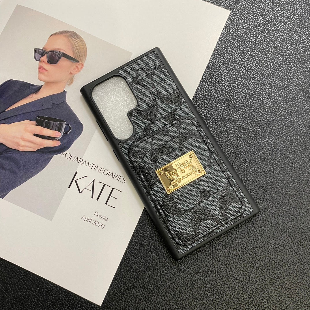 Retro Embossed Square Gold Logo Samsung Case