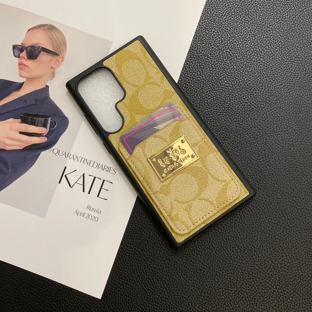 Retro Embossed Square Gold Logo Samsung Case