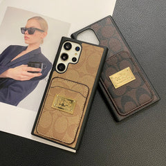 Retro Embossed Square Gold Logo Samsung Case