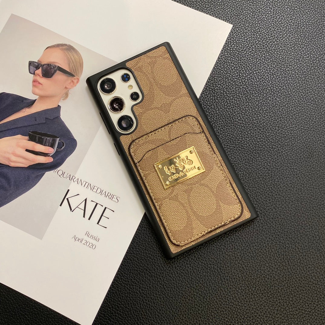 Retro Embossed Square Gold Logo Samsung Case