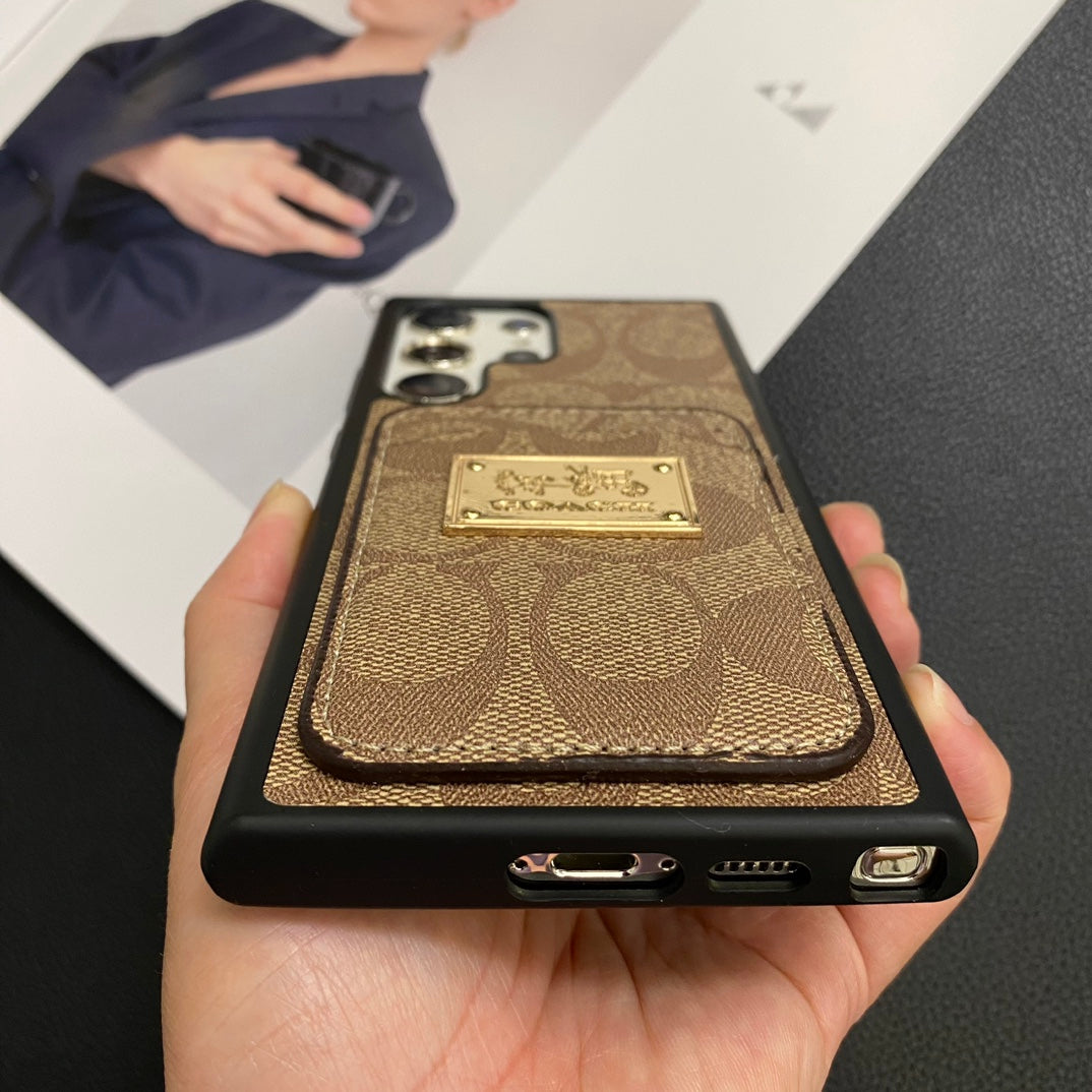 Retro Embossed Square Gold Logo Samsung Case