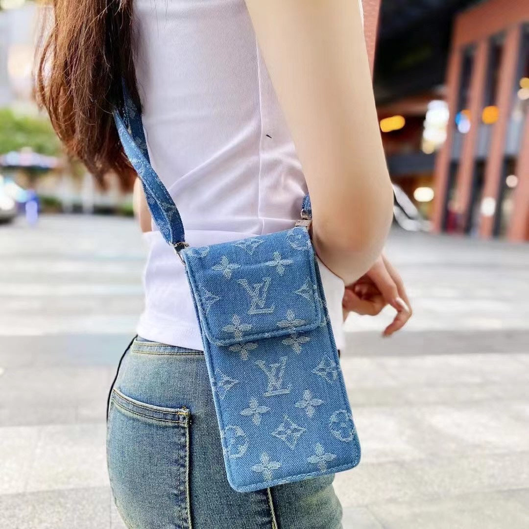 Denim crossbody mobile phone bag