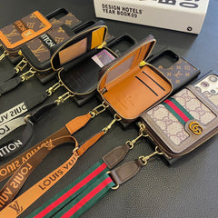 Fashion Leather Card Holder Lanyard Samsung Case