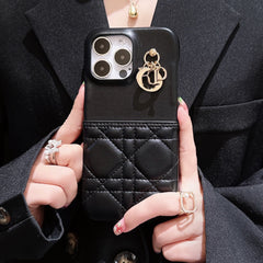 Leather Card Holder Metal Pendant Case