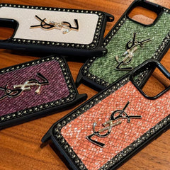 Luxury Snake Pattern Rivet Pearl Crossbody Chain Case