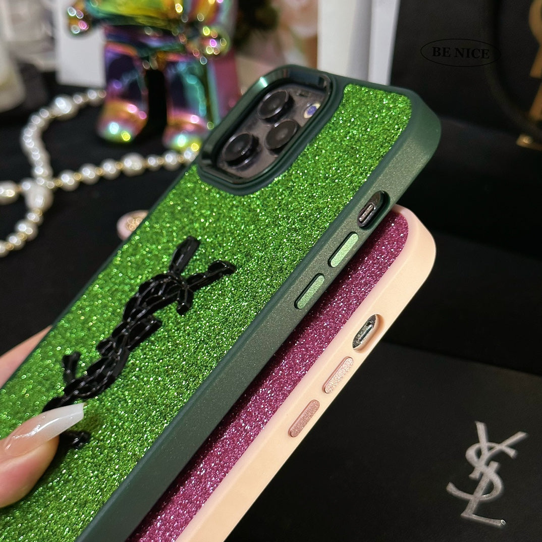 Shiny Gold Label Glitter Case
