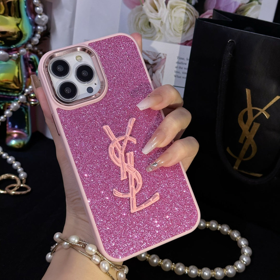 Shiny Gold Label Glitter Case