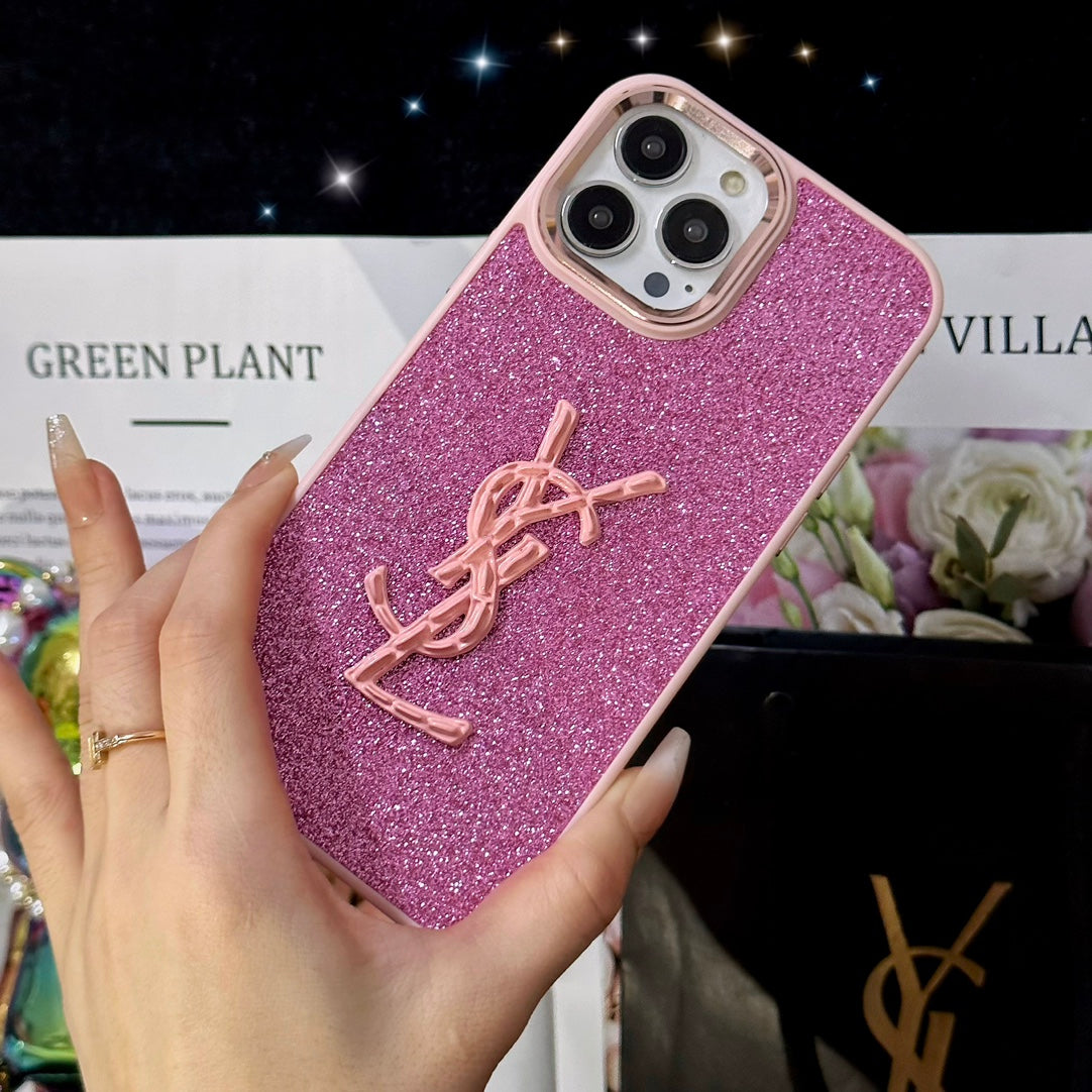 Shiny Gold Label Glitter Case