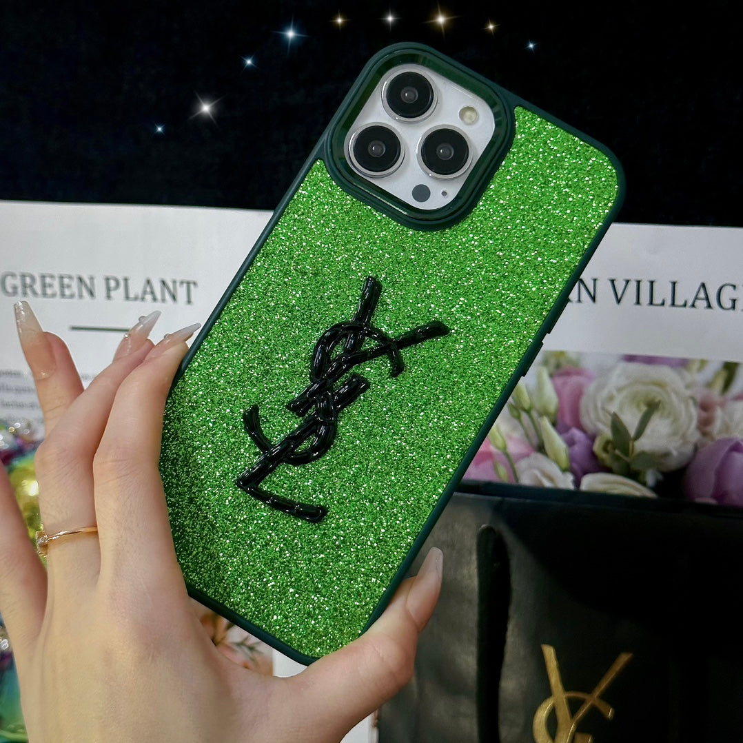 Shiny Gold Label Glitter Case