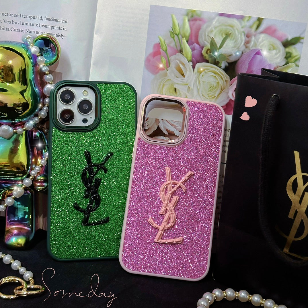 Shiny Gold Label Glitter Case