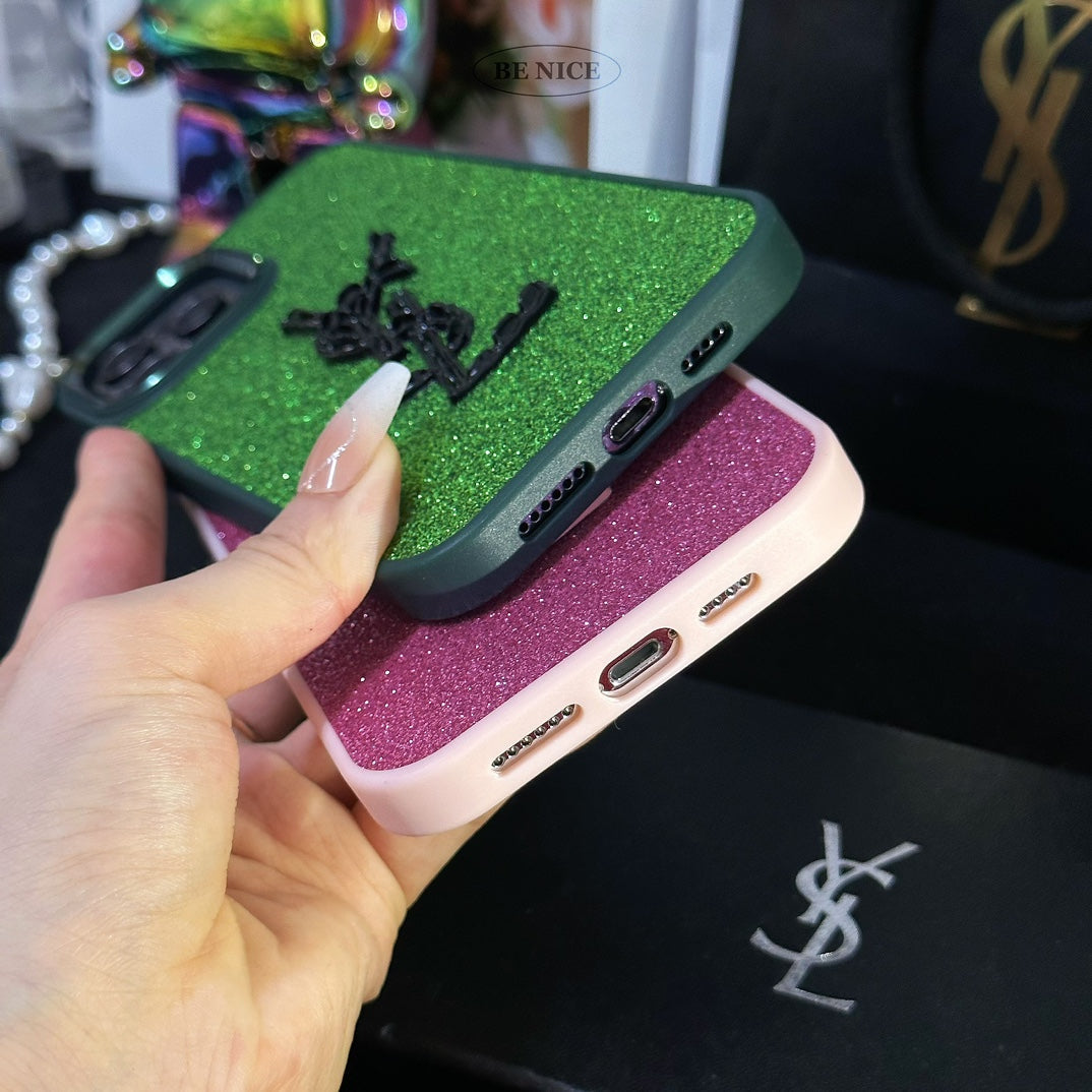 Shiny Gold Label Glitter Case