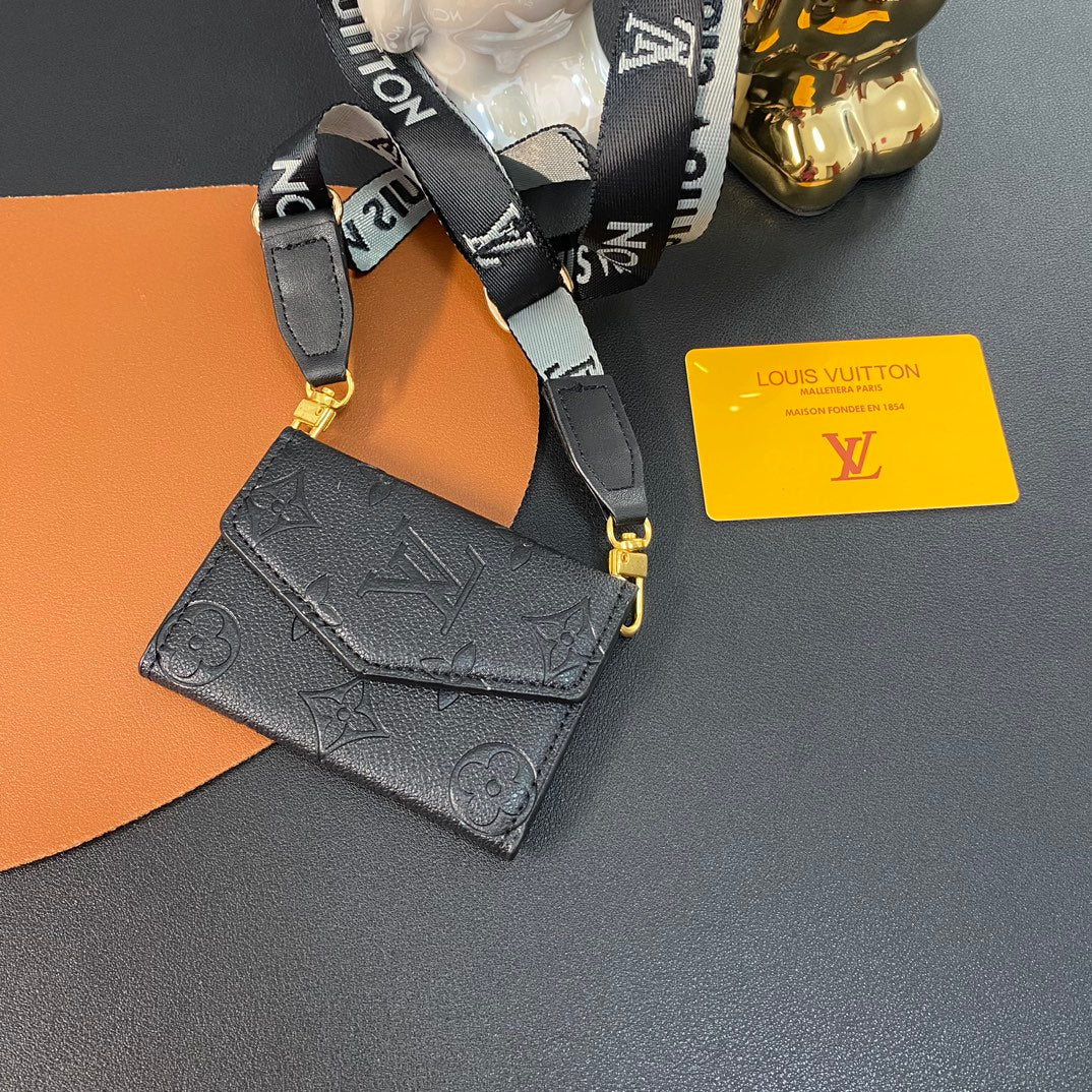 Luxury Leather Embossed Crossbody Card Holder