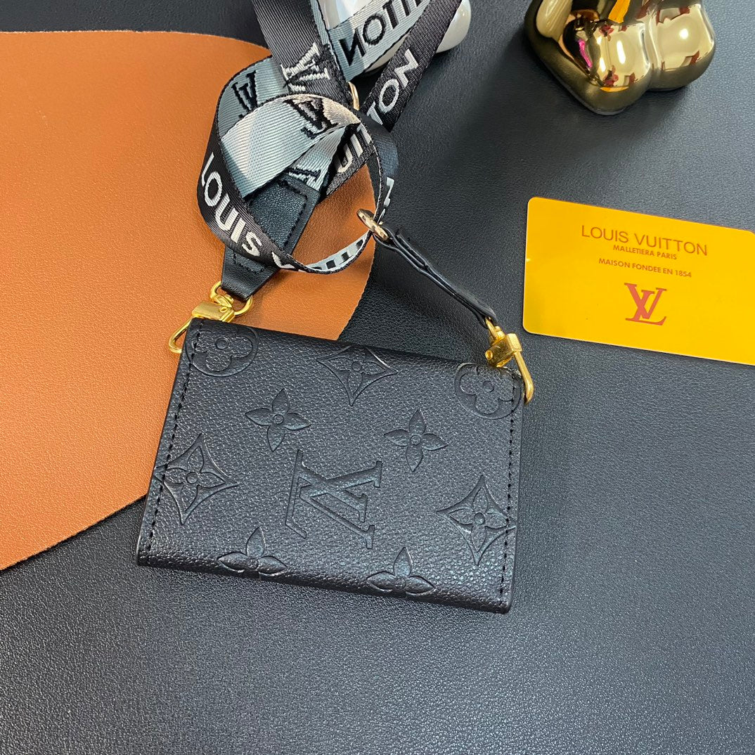 Luxury Leather Embossed Crossbody Card Holder