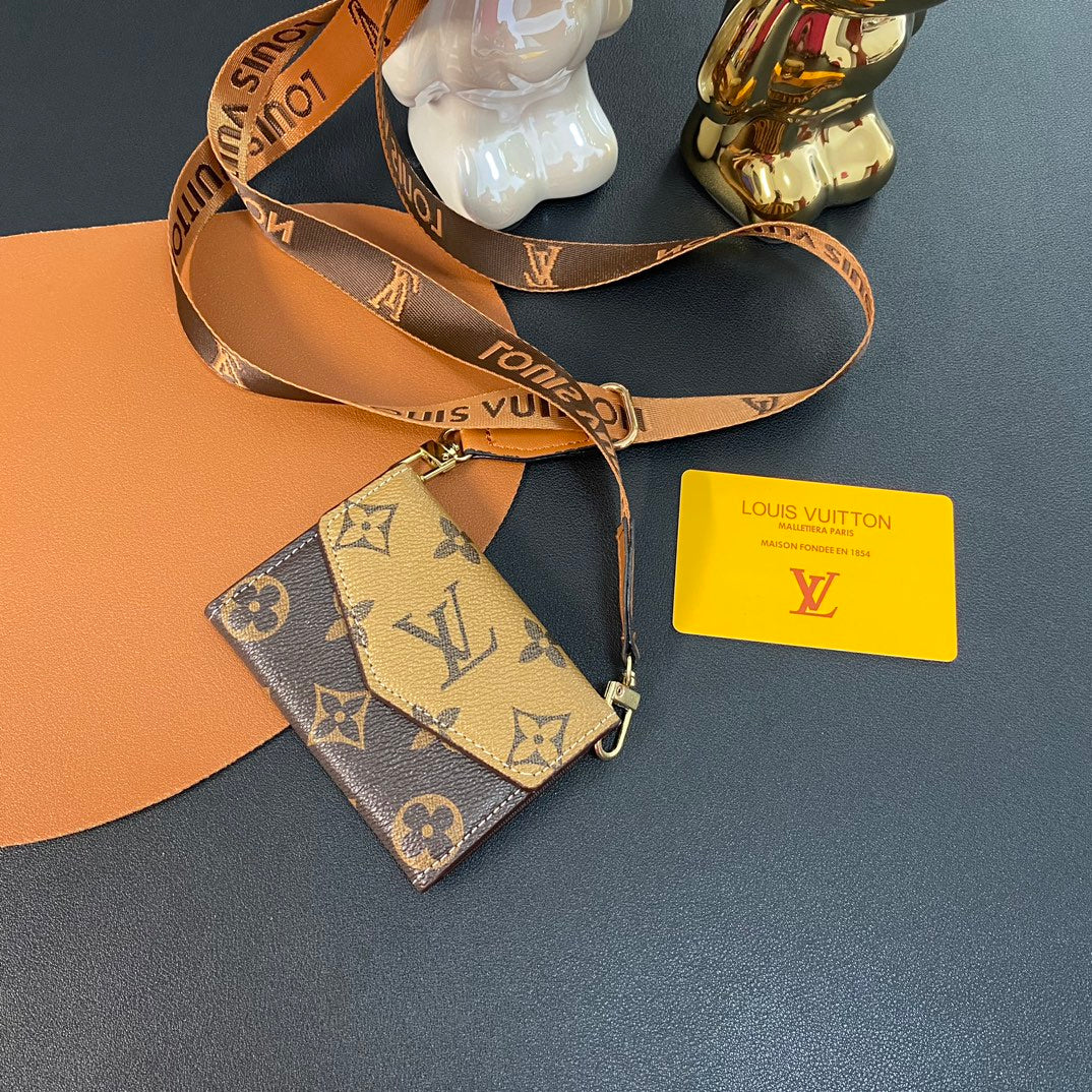 Luxury Leather Embossed Crossbody Card Holder