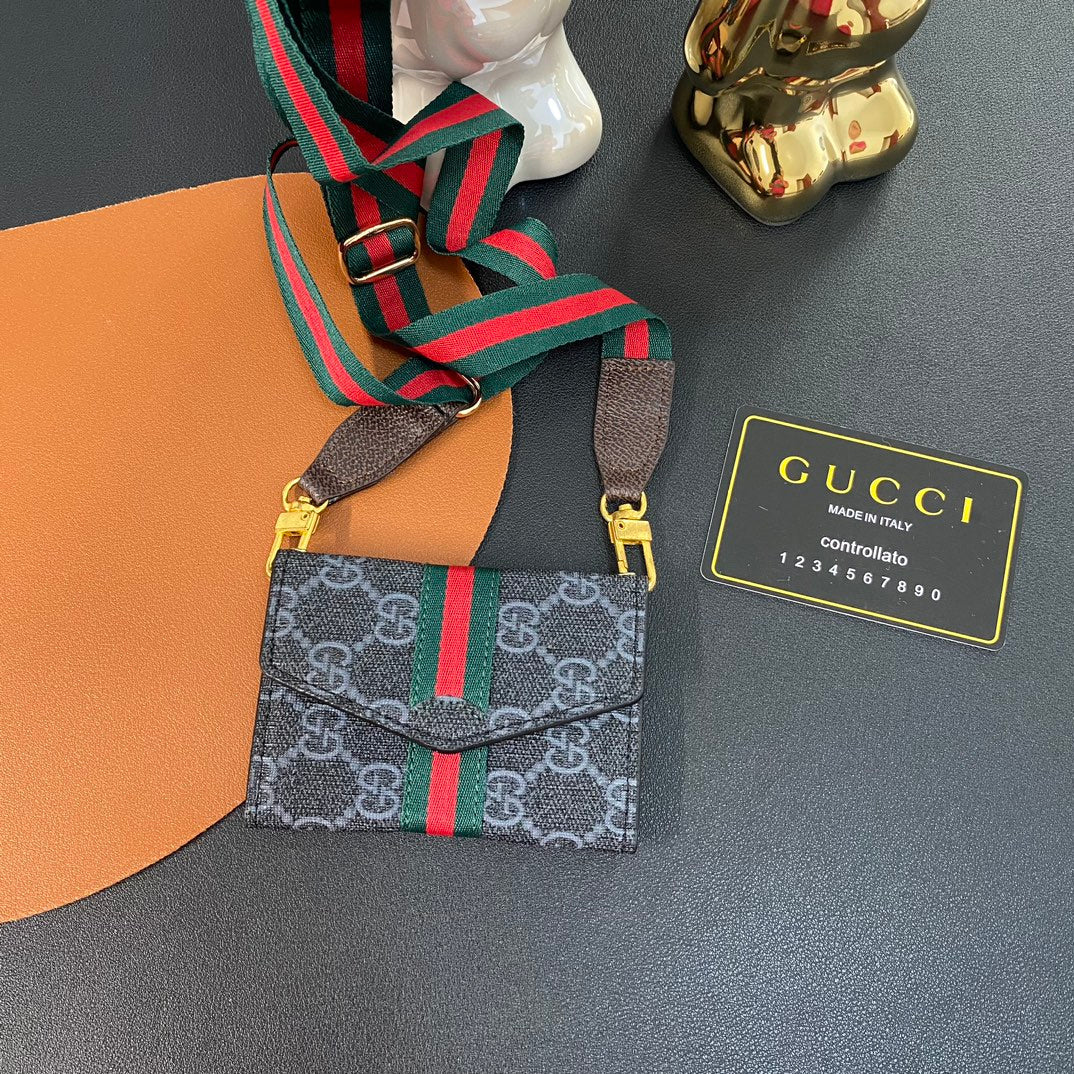 Luxury Leather Embossed Crossbody Card Holder