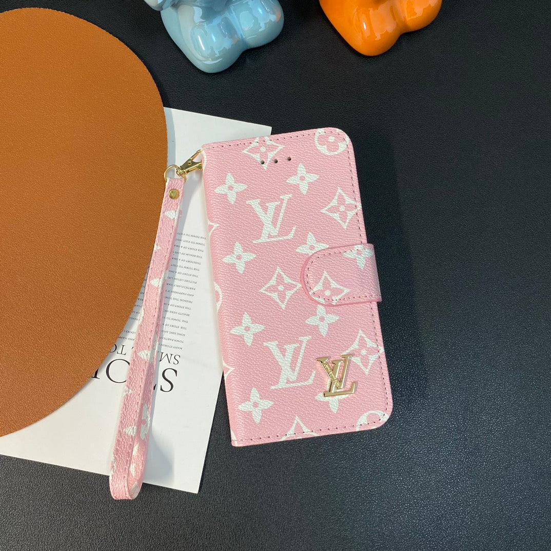 Fashion Leather Metal Logo Wallet Case