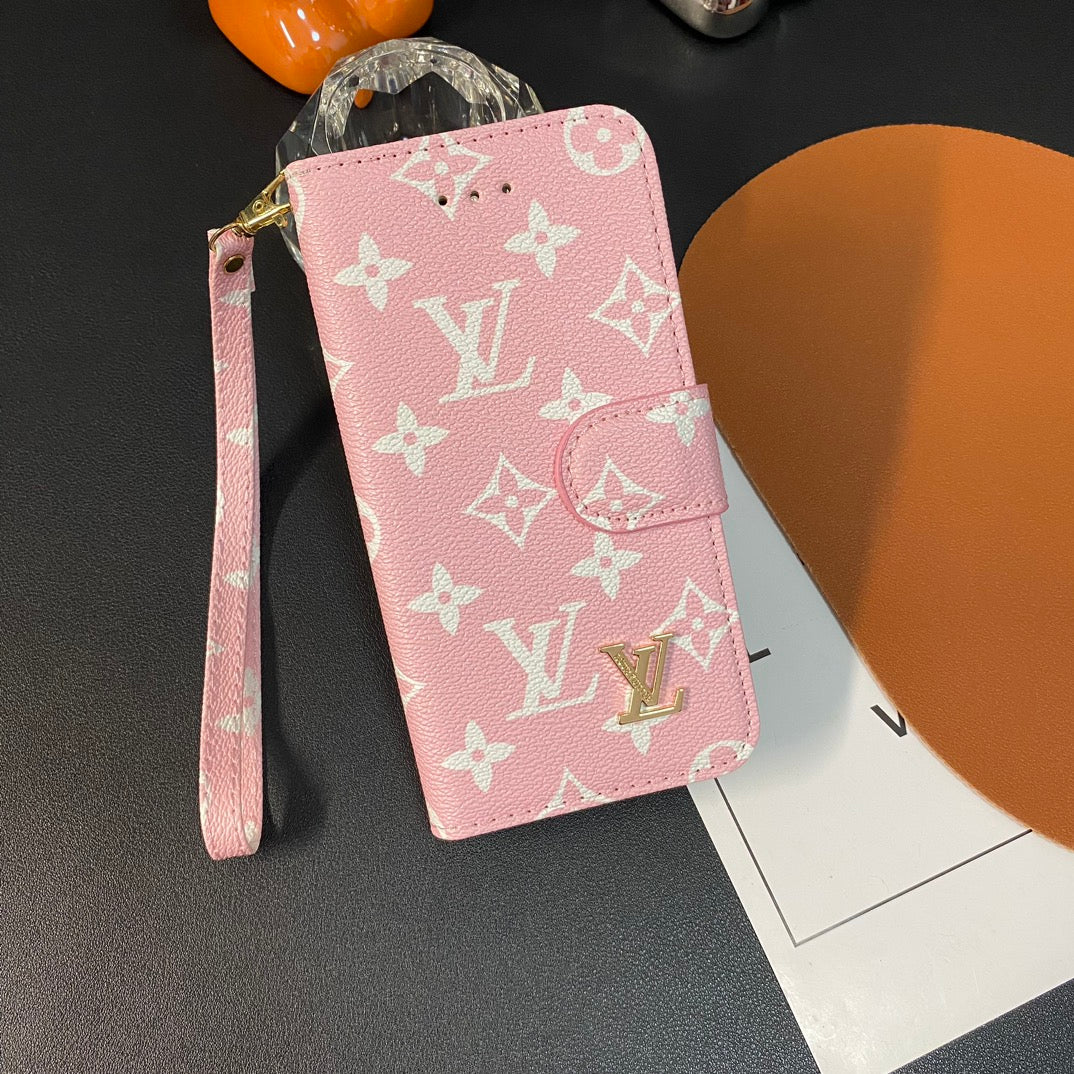 Fashion Leather Metal Logo Wallet Case