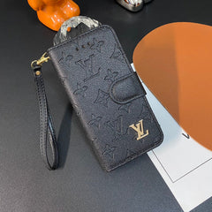 Leather Metal Logo Wallet Samsung Case