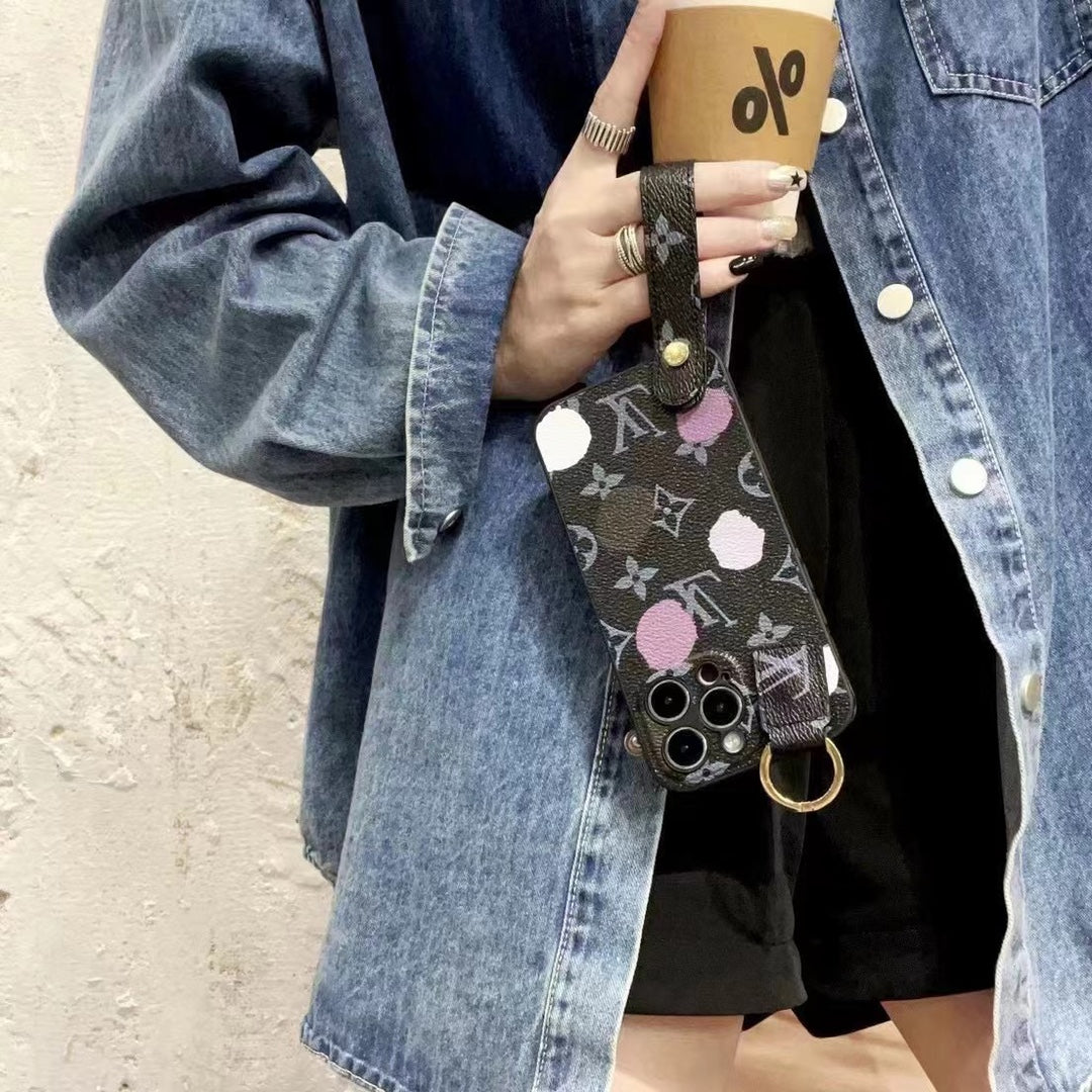 Polka Dot Embossed Leather Wristband Case