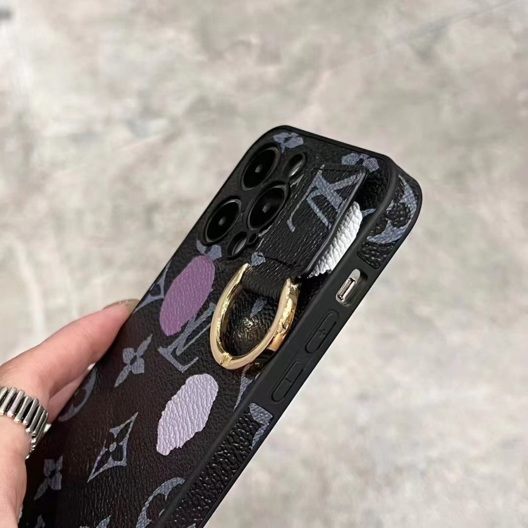 Polka Dot Embossed Leather Wristband Case