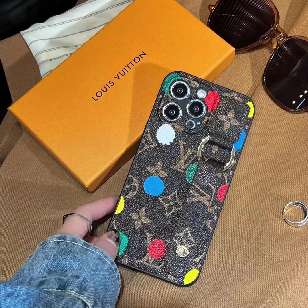 Polka Dot Embossed Leather Wristband Case