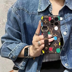 Polka Dot Embossed Leather Wristband Case