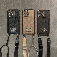 Electroplated Crossbody Flip Card Holder Carriage Metal Mark Case