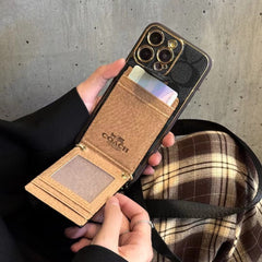 Electroplated Crossbody Flip Card Holder Carriage Metal Mark Case