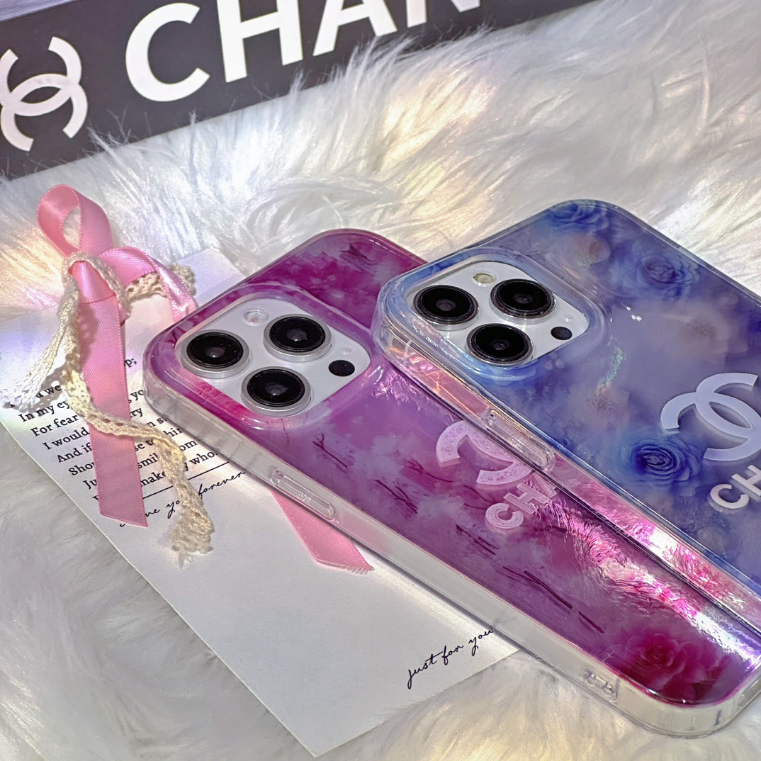 Crystal Clear Double-Sided Laser Rose Embossed Case