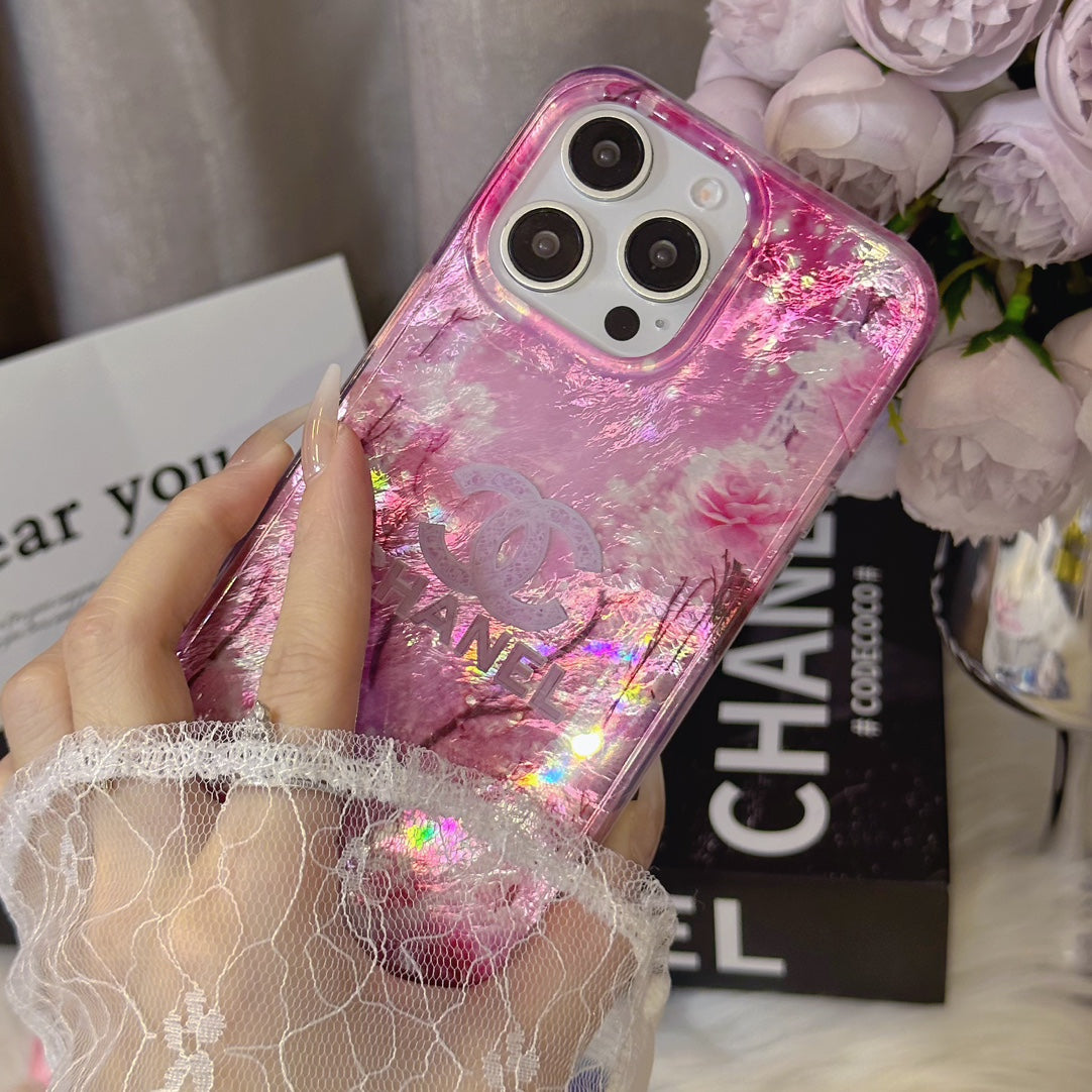 Crystal Clear Double-Sided Laser Rose Embossed Case