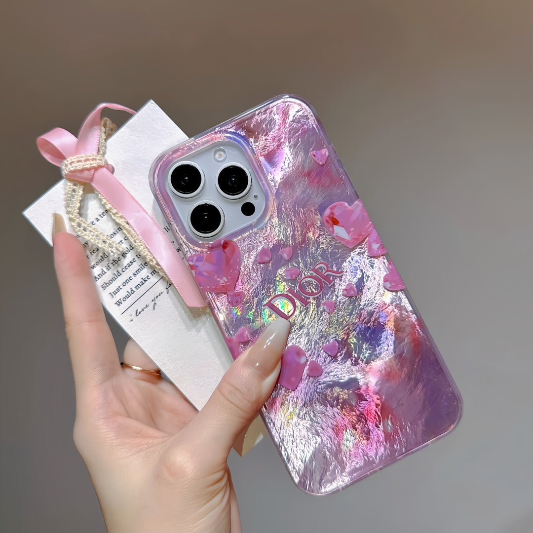 Glitter Shiny Pink Diamond Heart Case