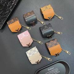 Fashion Metal Logo Leather Earphone Case