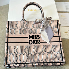Pink Allover Embroidery Book Tote