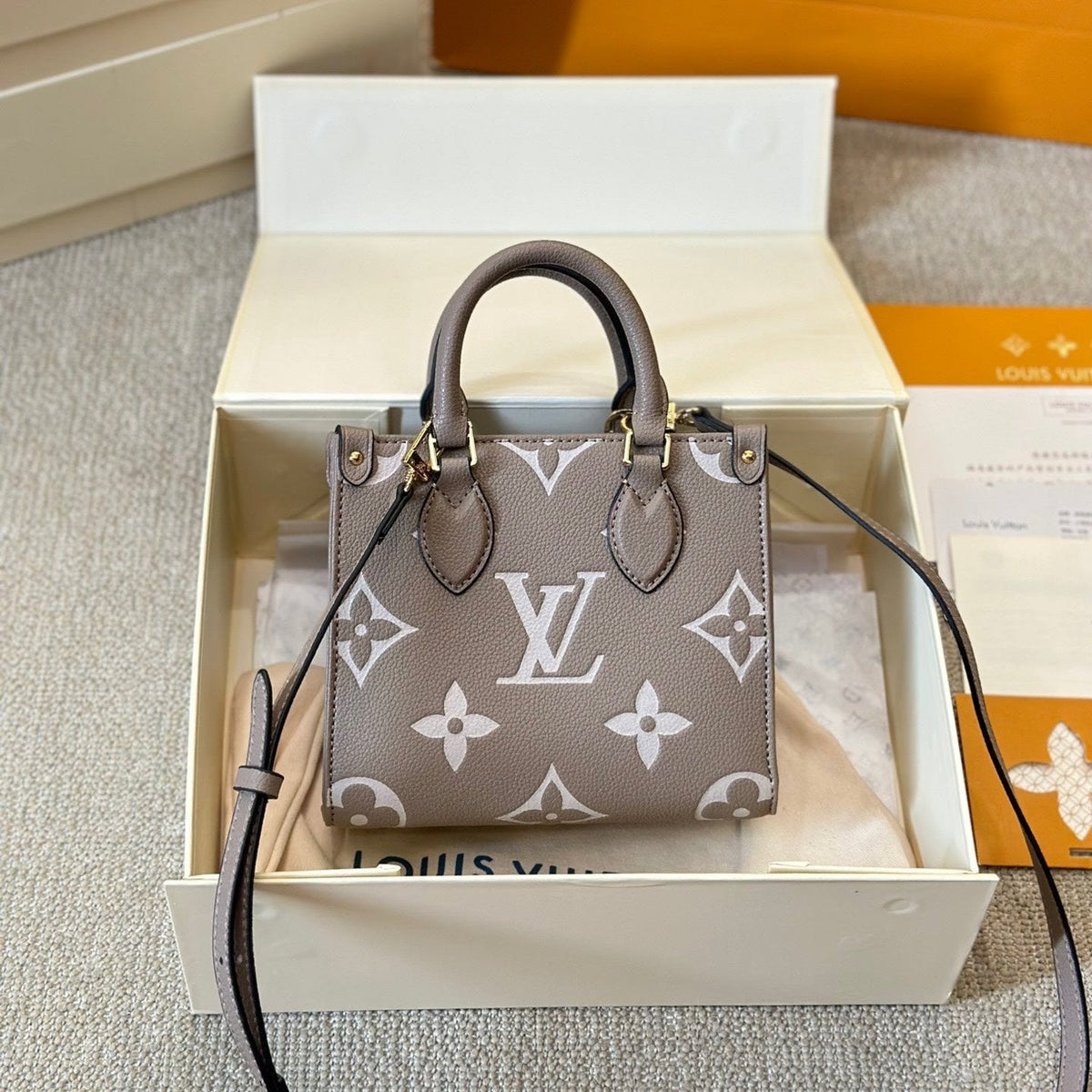 Leather Embossed Grey Onthego Tote Bag