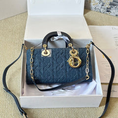 Blue Graphic Cannage Denim Medium D-Joy Bag