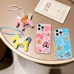 Cute Magnetic Pony Pendant Holder Lanyard Case