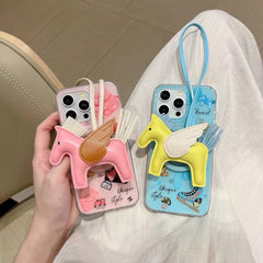 Cute Magnetic Pony Pendant Holder Lanyard Case