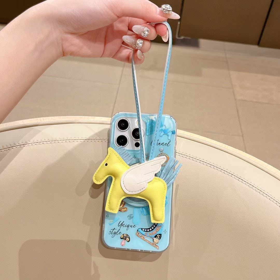 Cute Magnetic Pony Pendant Holder Lanyard Case
