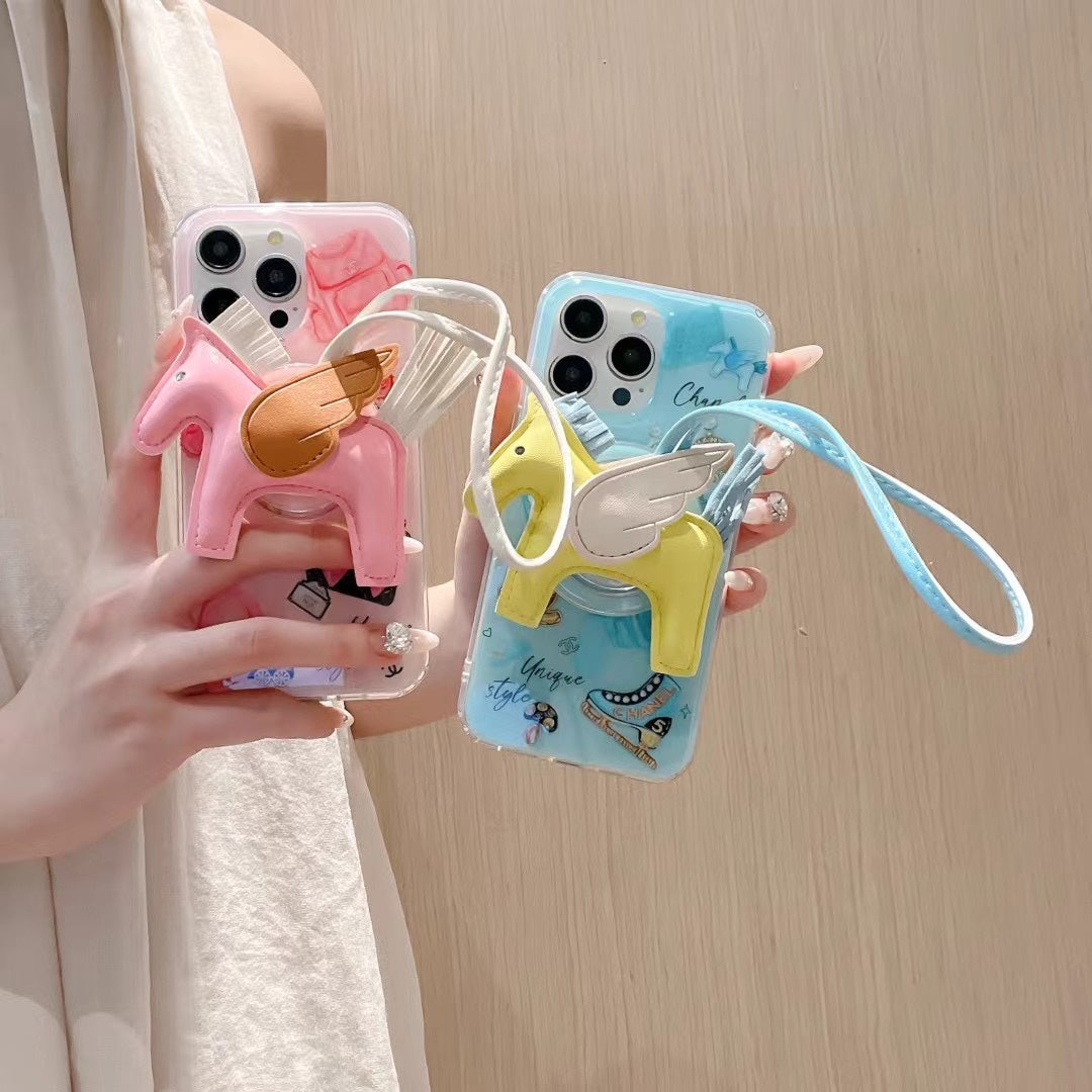 Cute Magnetic Pony Pendant Holder Lanyard Case
