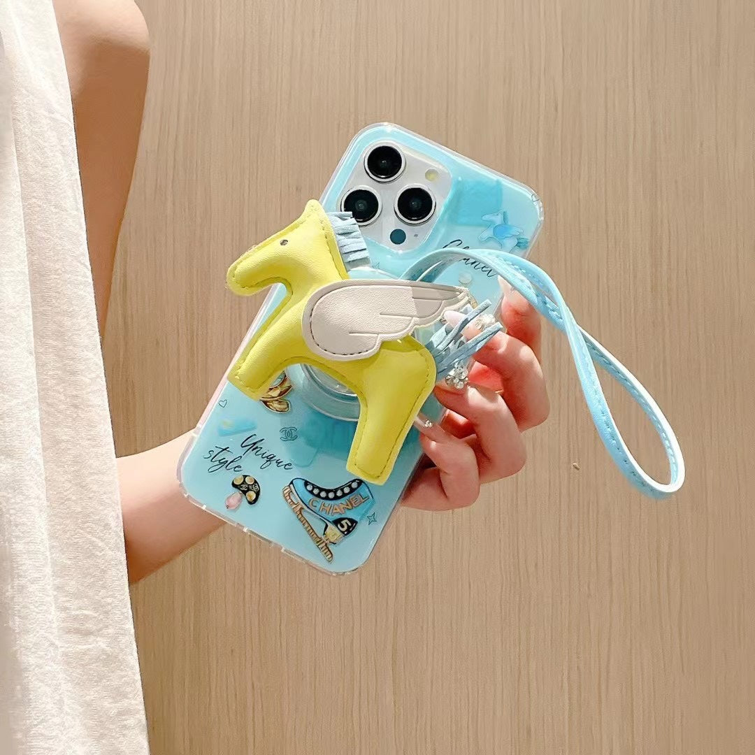 Cute Magnetic Pony Pendant Holder Lanyard Case